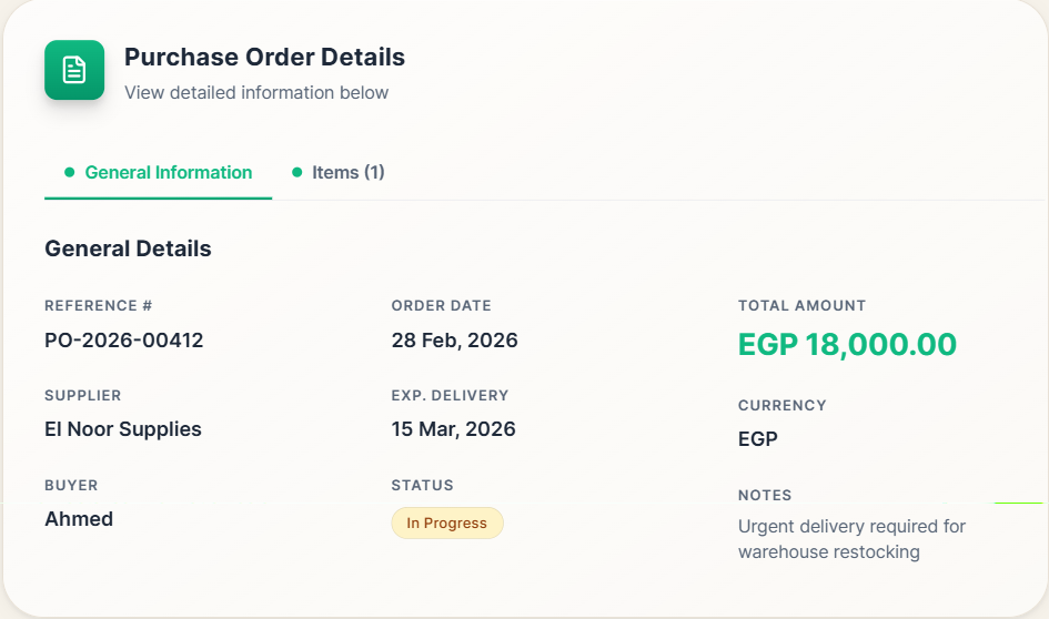 Purchase Order Details