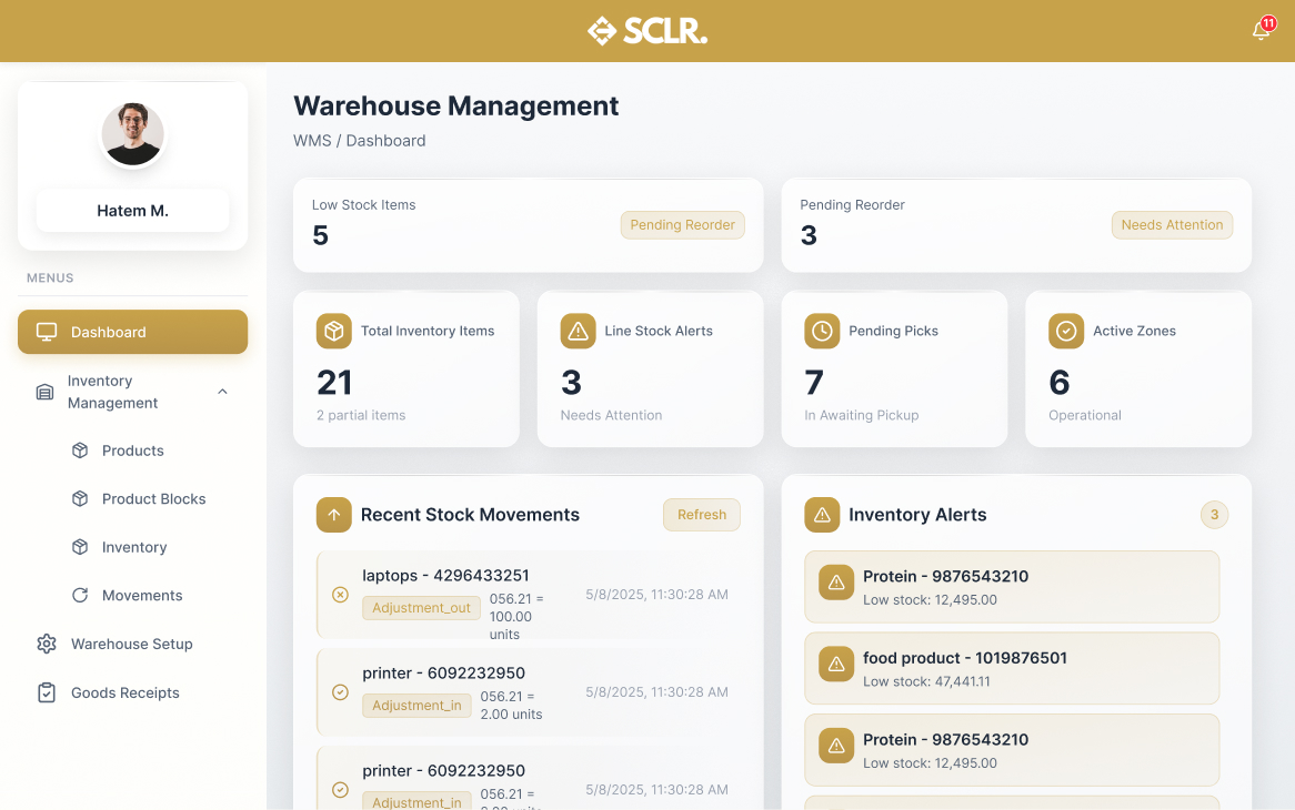 Warehouse Management Dashboard